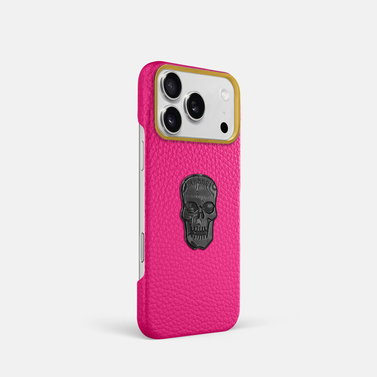 Classic Case With Carbon Skull For iPhone 17 Pro In Calf -2 | Magenta-Gold