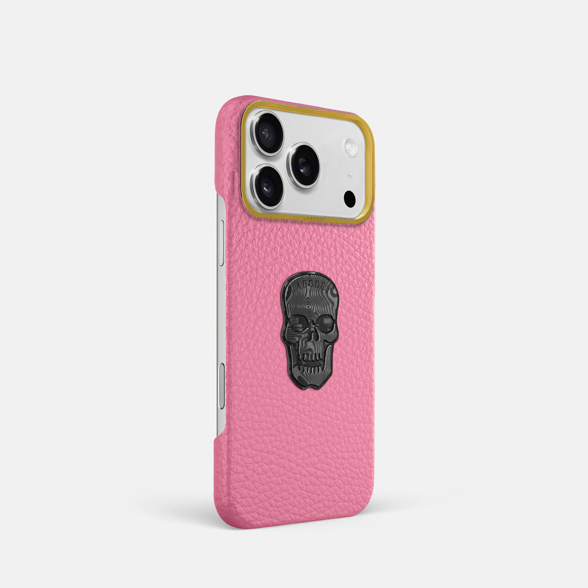 Classic Case With Carbon Skull For iPhone 17 Pro In Calf -2 | Pink-Gold
