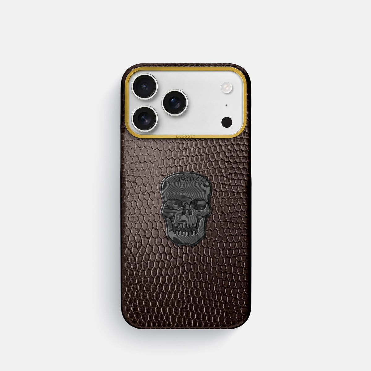 Classic Case With Carbon Skull For iPhone 17 Pro In Lizard -1 | Brown-Gold