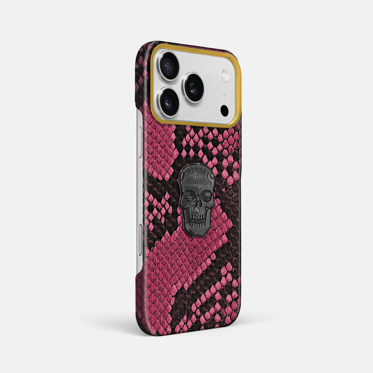 Classic Case With Carbon Skull For iPhone 17 Pro Max In Deluxe Python -2 | Burgundy-Gold