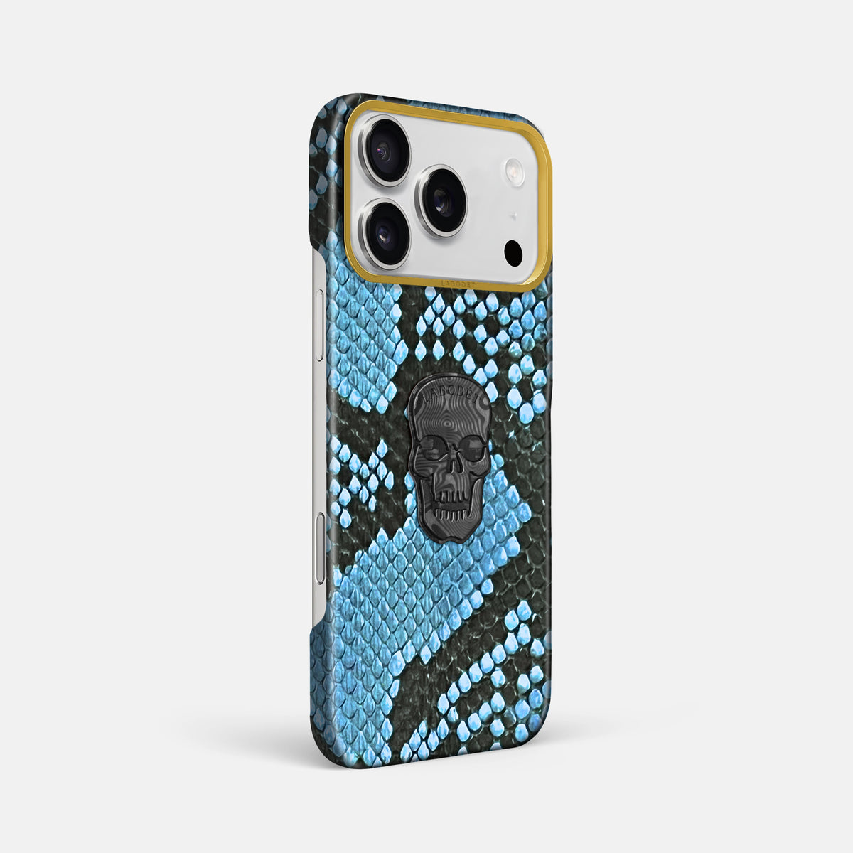 Classic Case With Carbon Skull For iPhone 17 Pro Max In Deluxe Python -2 | Pacific-Blue-Gold