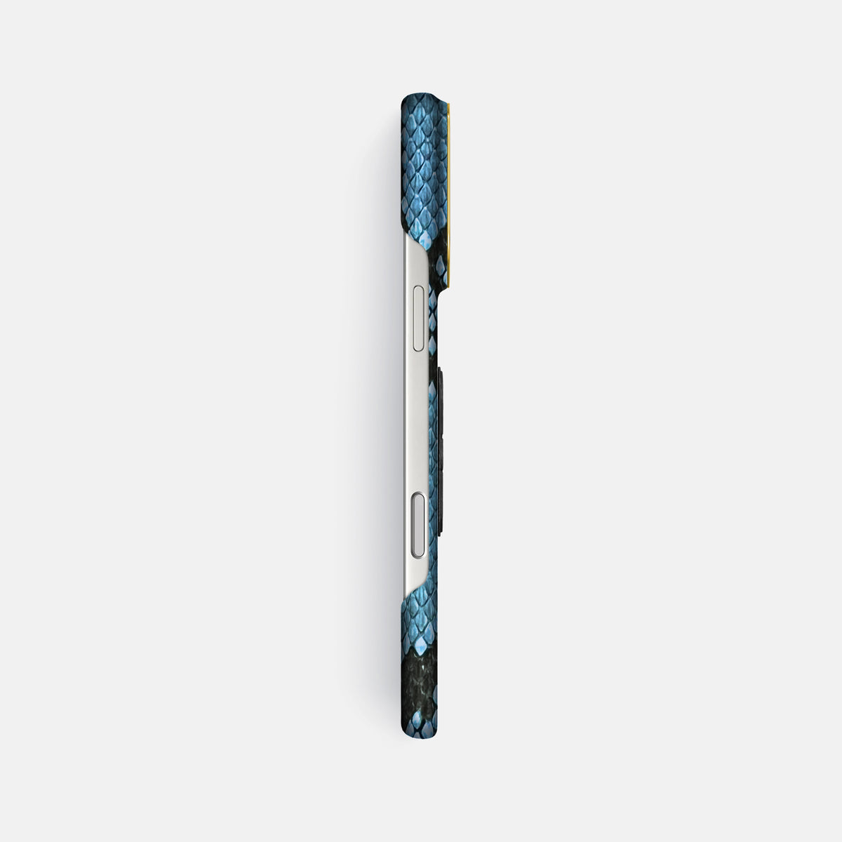 Classic Case With Carbon Skull For iPhone 17 Pro Max In Deluxe Python -3 | Pacific-Blue-Gold