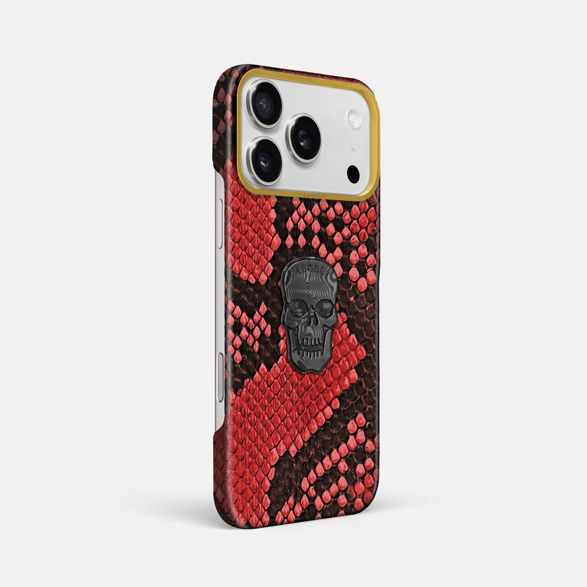 Classic Case With Carbon Skull For iPhone 17 Pro Max In Deluxe Python -2 | Red-Gold