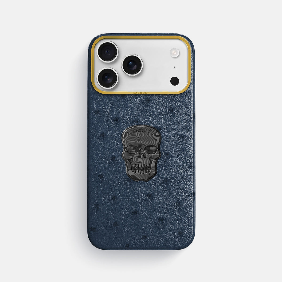 Classic Case With Carbon Skull For iPhone 17 Pro Max In Ostrich -1 | Navy-Blue-Gold