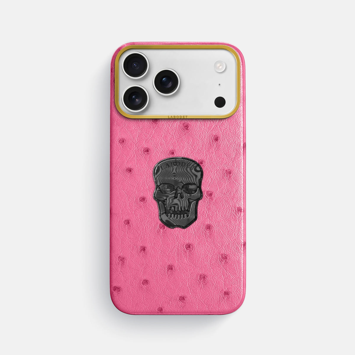 Classic Case With Carbon Skull For iPhone 17 Pro Max In Ostrich -1 | Pink-Gold