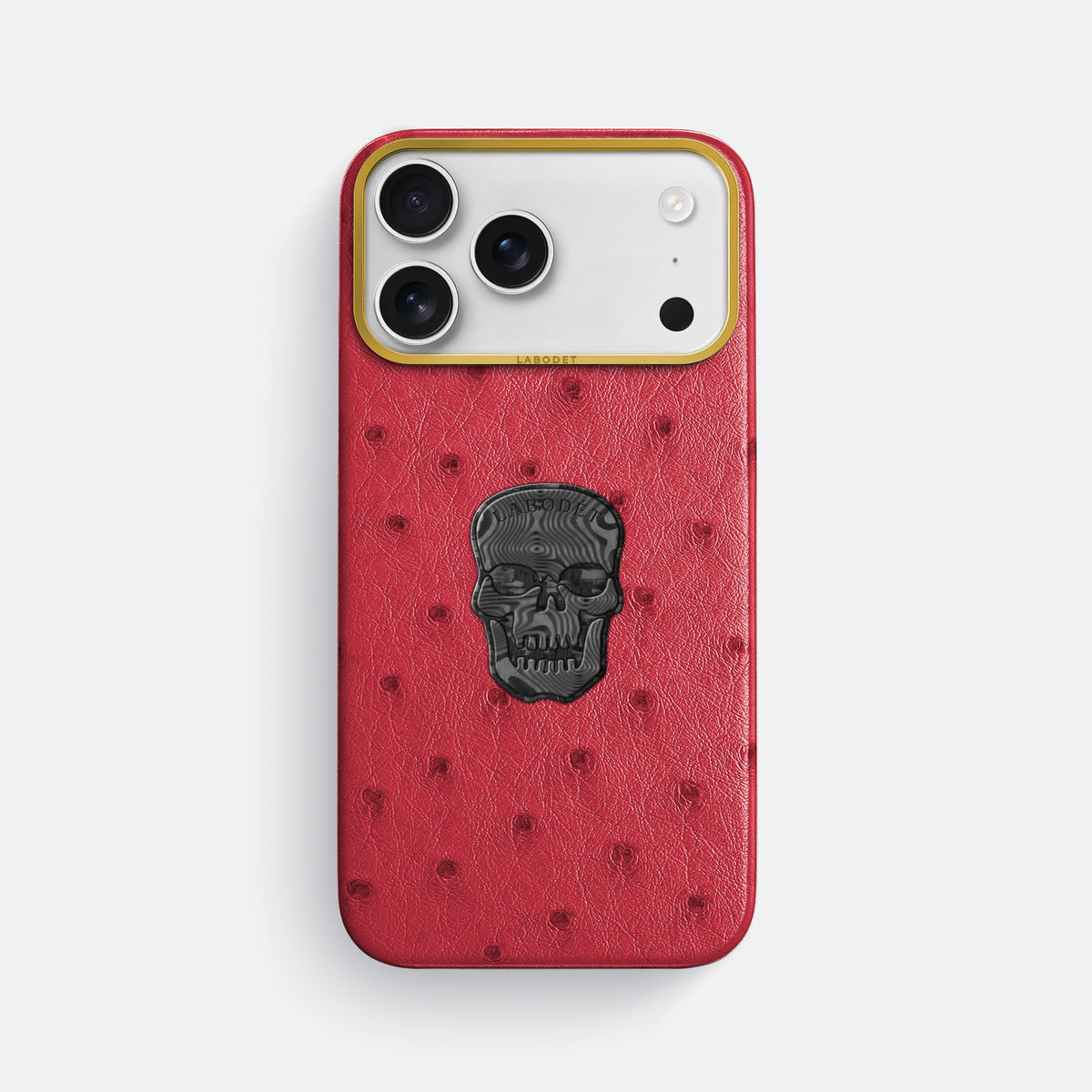 Classic Case With Carbon Skull For iPhone 17 Pro Max In Ostrich -1 | Red-Gold