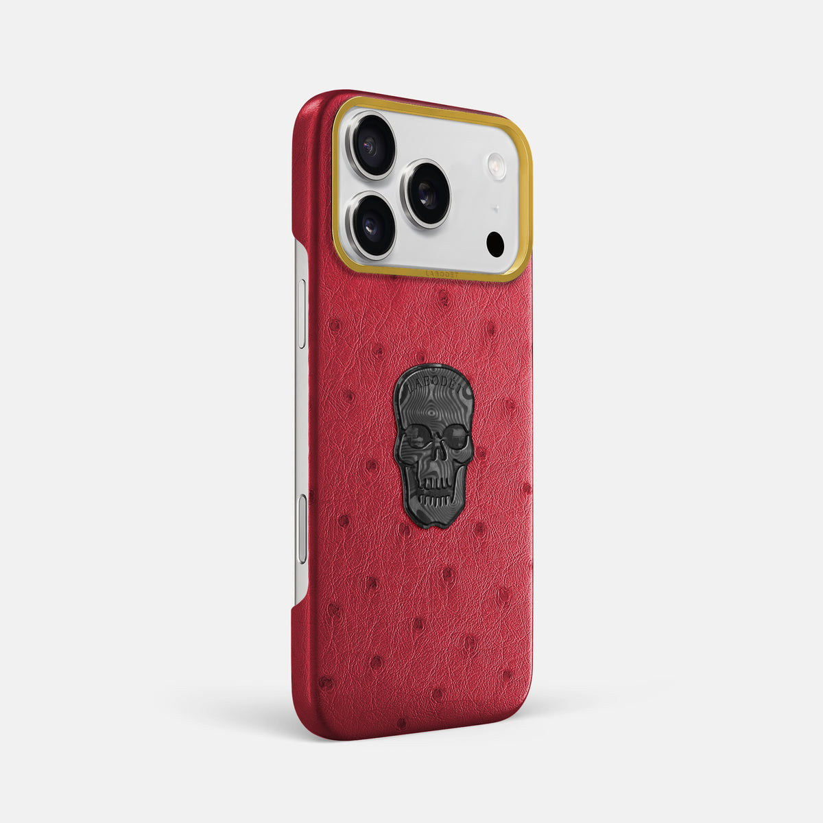 Classic Case With Carbon Skull For iPhone 17 Pro Max In Ostrich -2 | Red-Gold