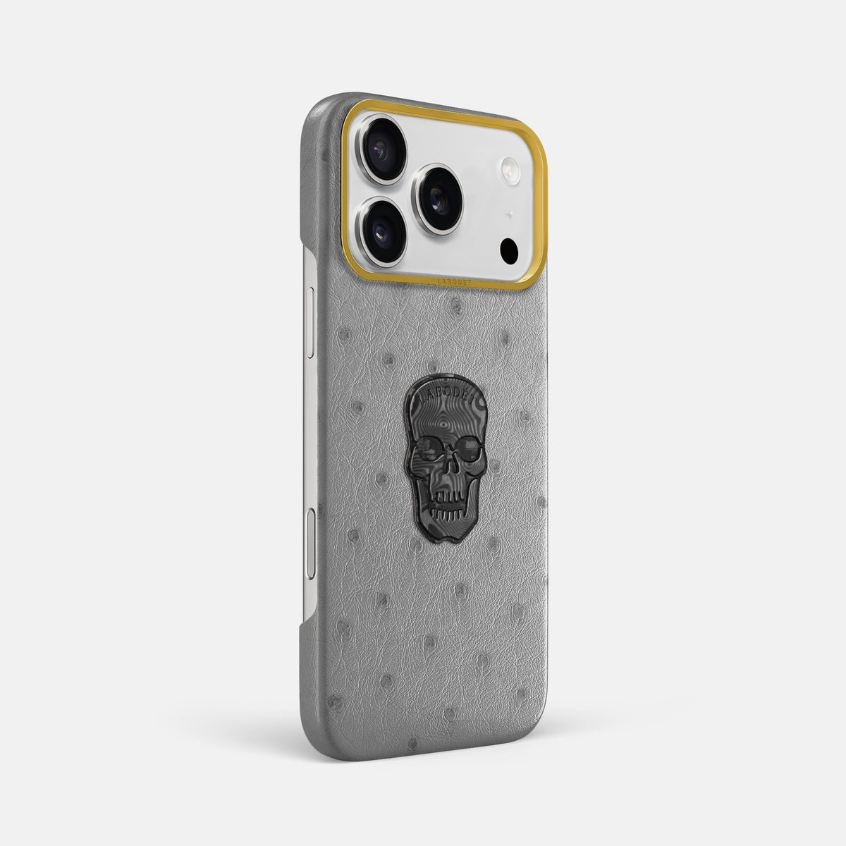 Classic Case With Carbon Skull For iPhone 17 Pro Max In Ostrich -2 | Silver-Gold