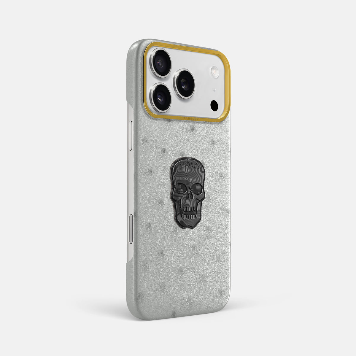 Classic Case With Carbon Skull For iPhone 17 Pro Max In Ostrich -2 | White-Gold