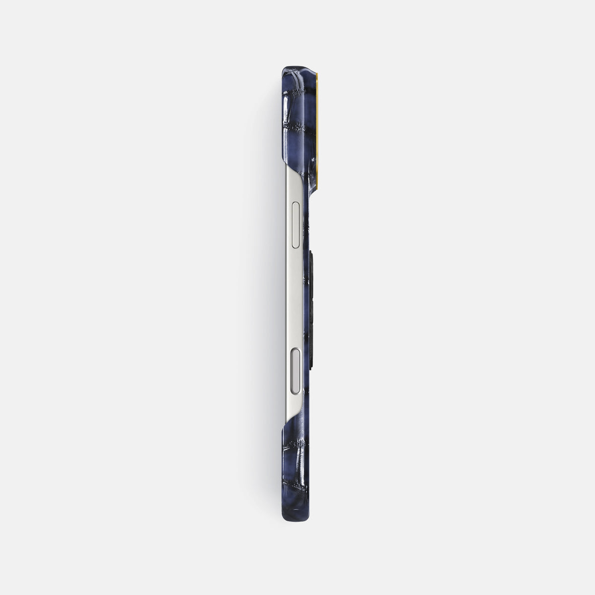 Classic Case With Carbon Skull For iPhone 17 Pro Max In Patina Alligator -3 | Havana-Blue-Gold