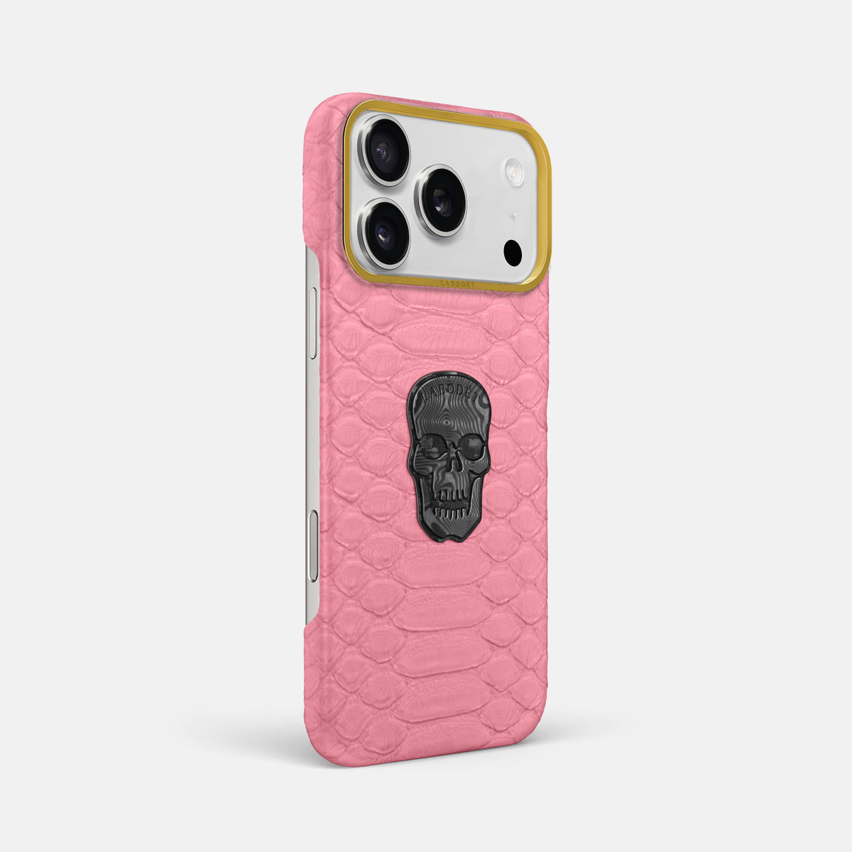 Classic Case With Carbon Skull For iPhone 17 Pro Max In Python -2 | Pink-Gold