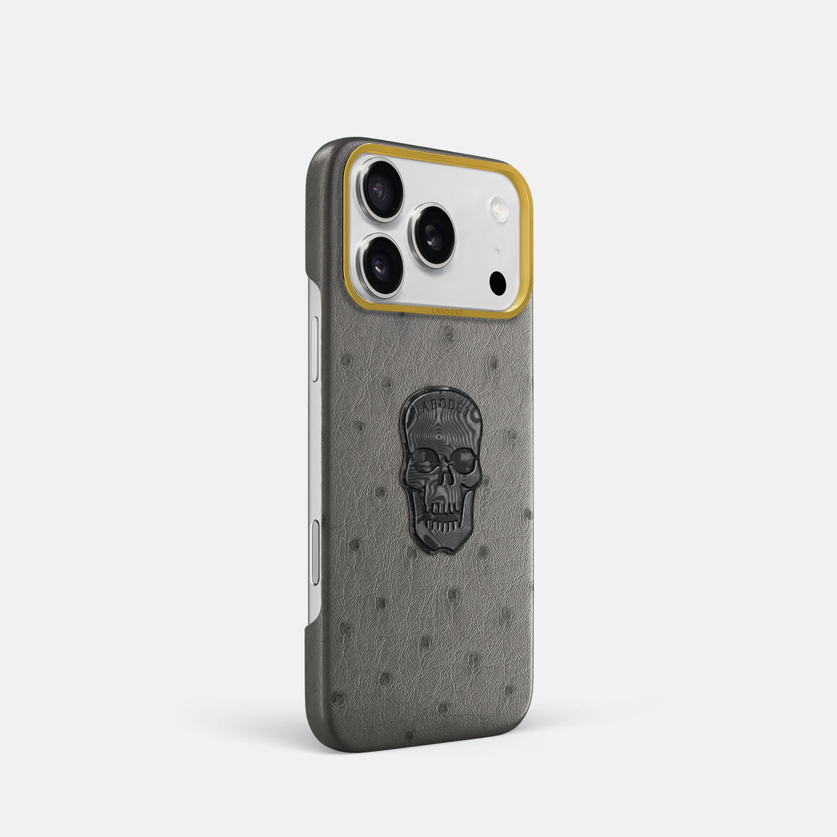 Classic Case With Carbon Skull For iPhone 17 Pro In Ostrich -2 | Grey-Gold