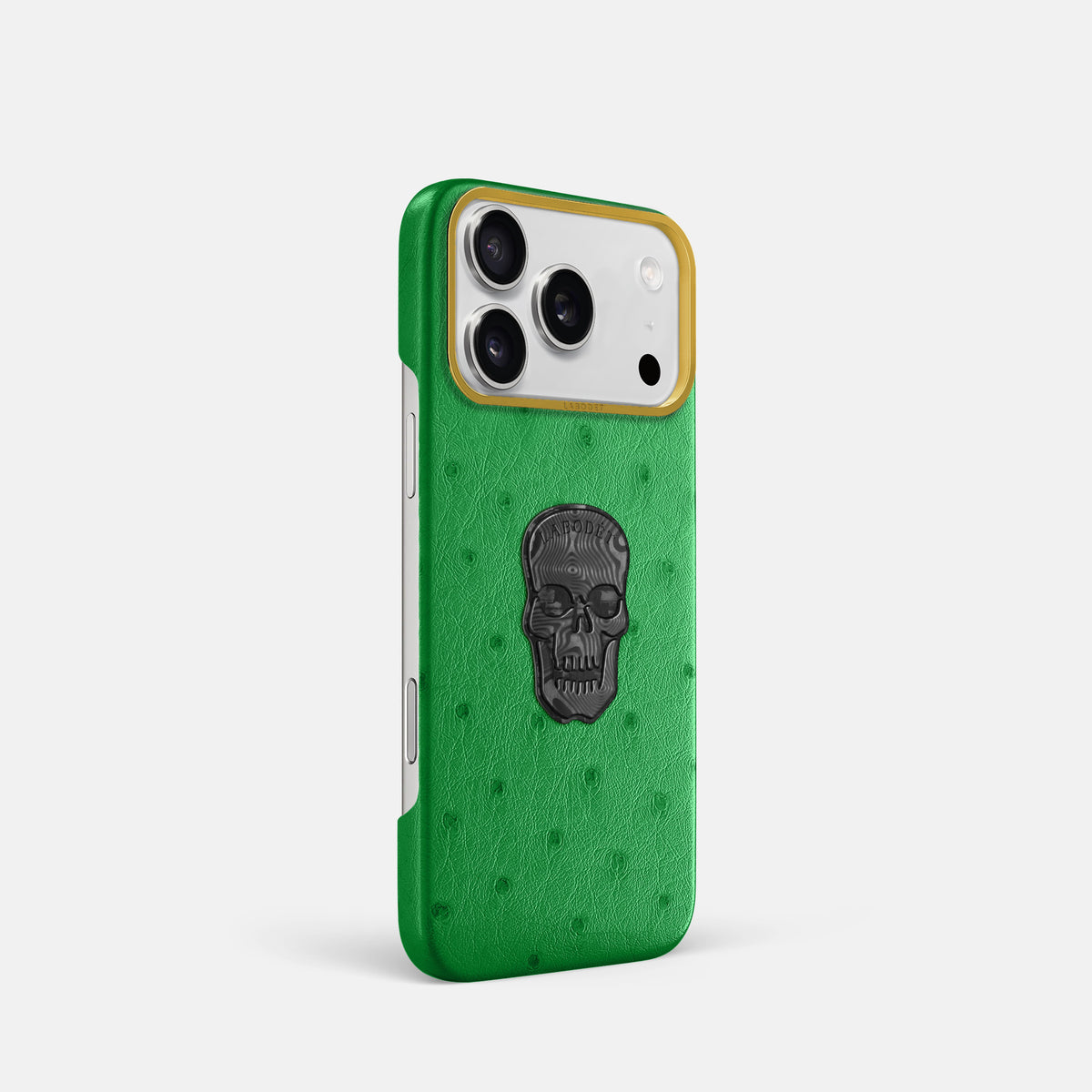 Classic Case With Carbon Skull For iPhone 17 Pro In Ostrich -2 | Kentucky-Green-Gold