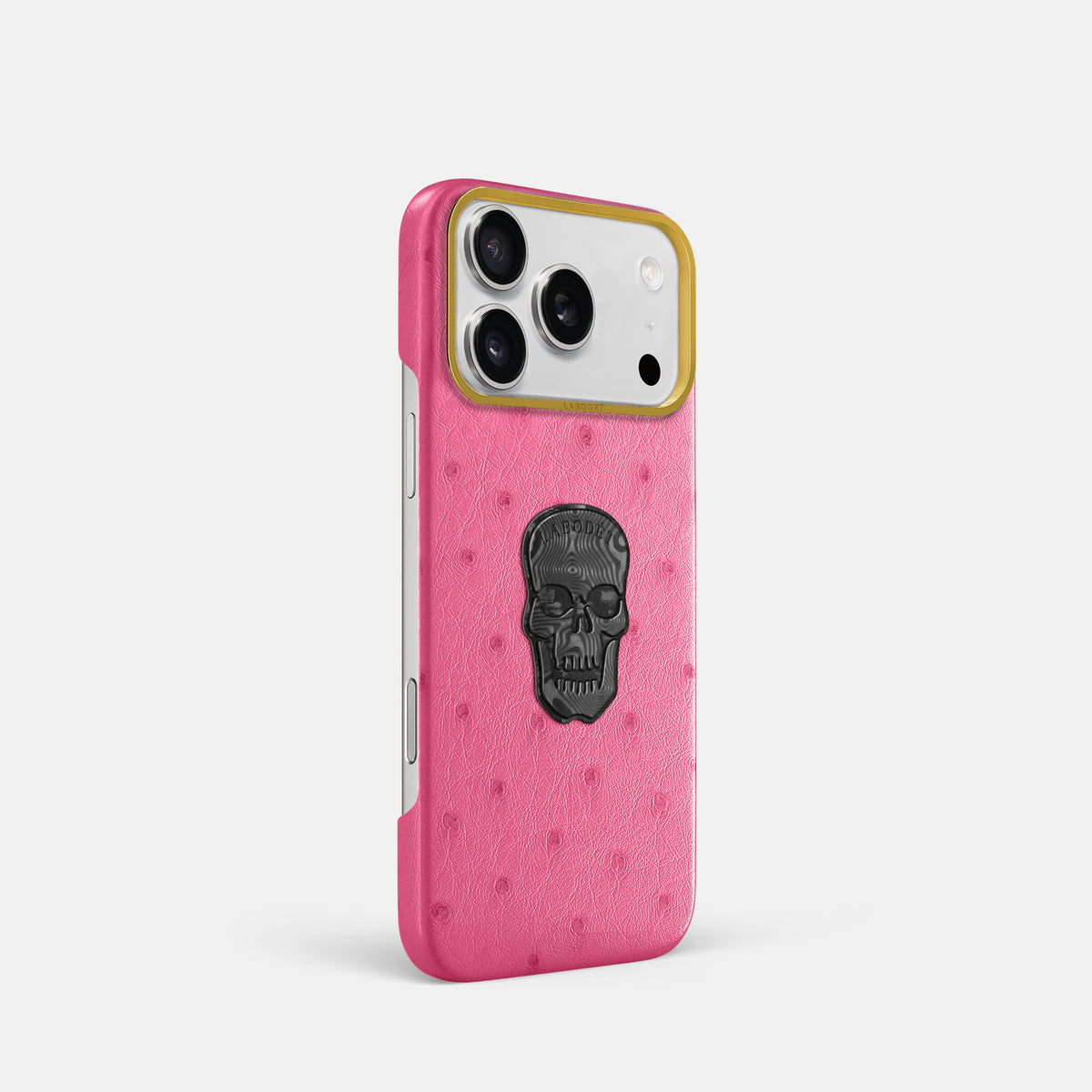 Classic Case With Carbon Skull For iPhone 17 Pro In Ostrich -2 | Pink-Gold