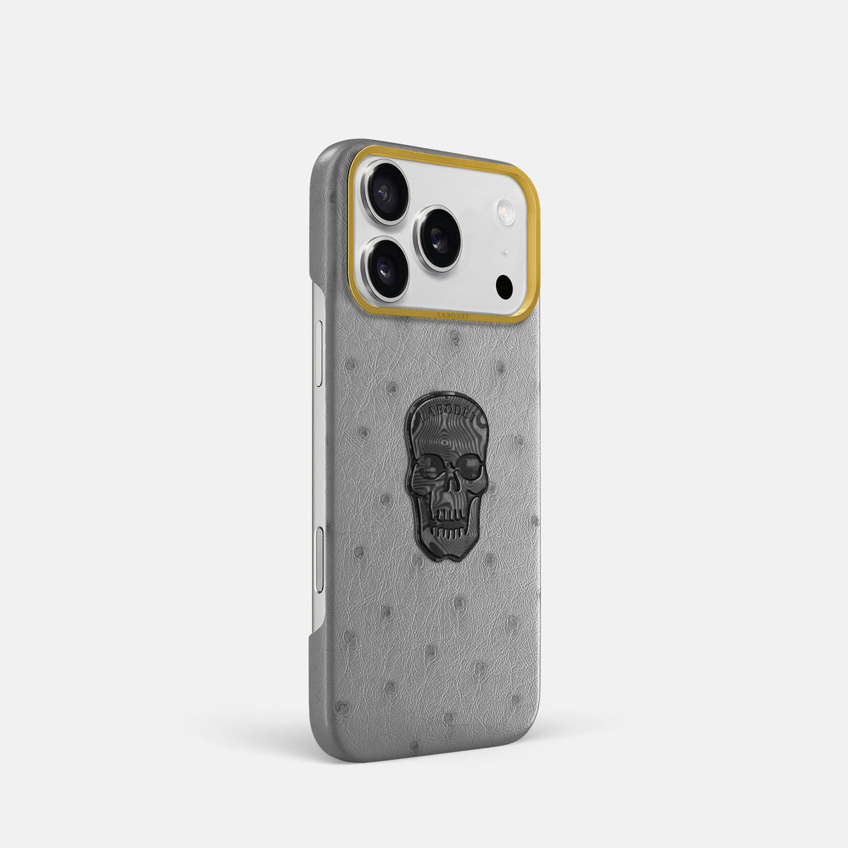 Classic Case With Carbon Skull For iPhone 17 Pro In Ostrich -2 | Silver-Gold