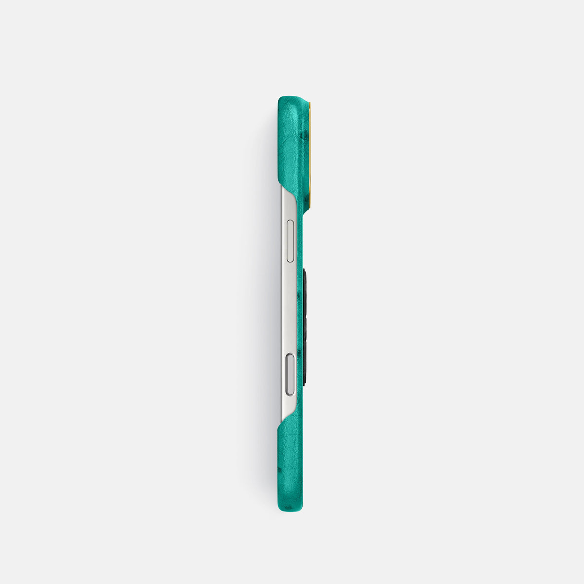 Classic Case With Carbon Skull For iPhone 17 Pro In Ostrich -3 | Turquoise-Gold