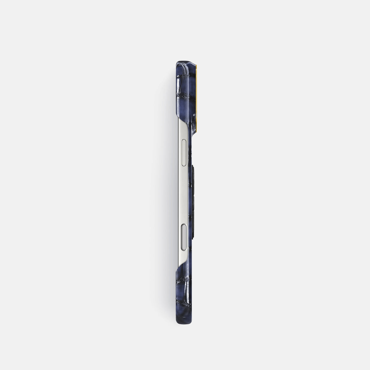 Classic Case With Carbon Skull For iPhone 17 Pro In Patina Alligator -3 | Havana-Blue-Gold