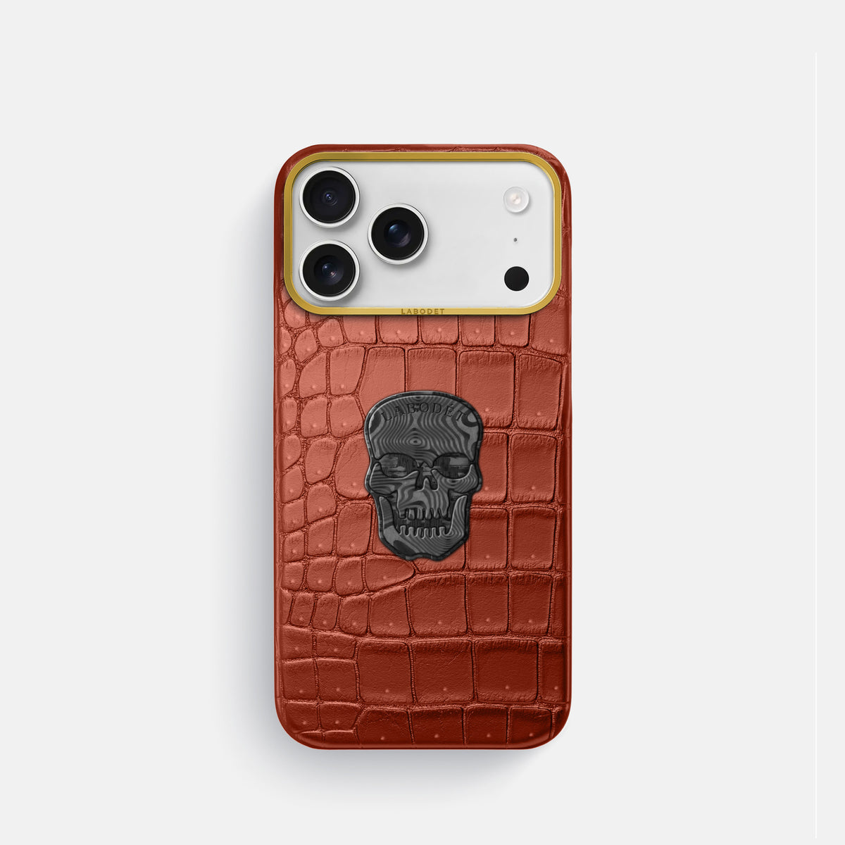 Classic Case With Carbon Skull For iPhone 17 Pro In Porosus Crocodile -1 | Nuts-Gold