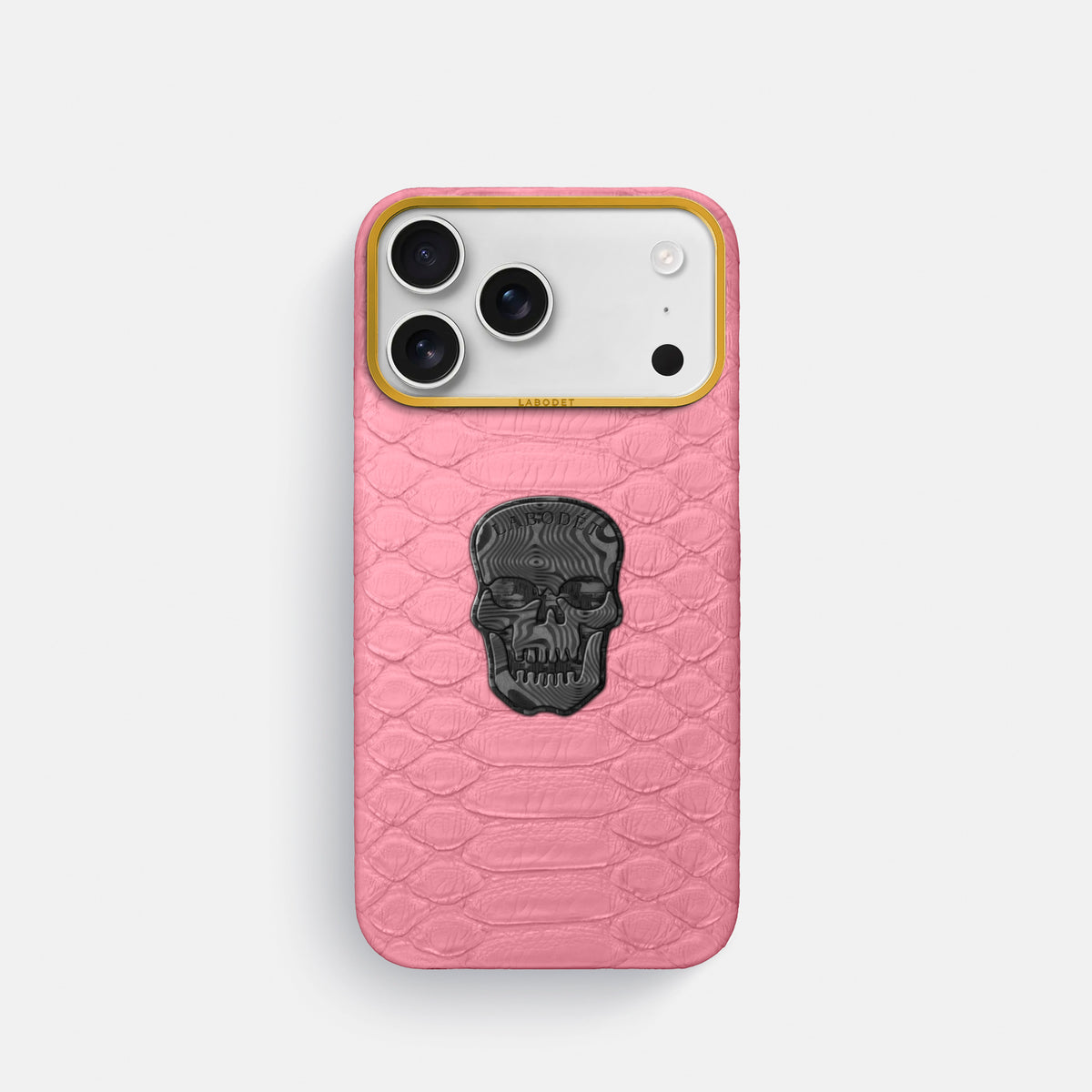 Classic Case With Carbon Skull For iPhone 17 Pro In Python -1 | Pink-Gold