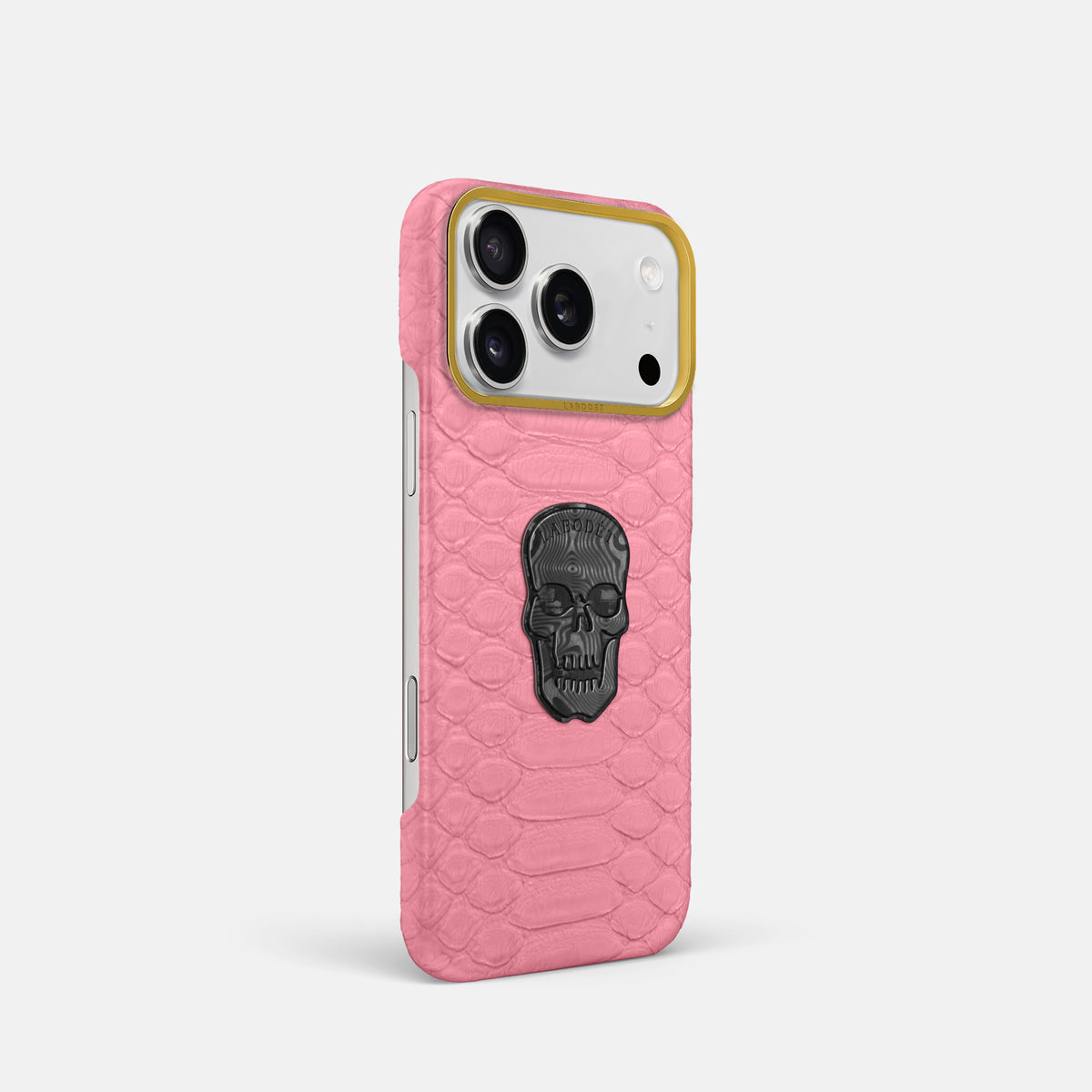 Classic Case With Carbon Skull For iPhone 17 Pro In Python -2 | Pink-Gold