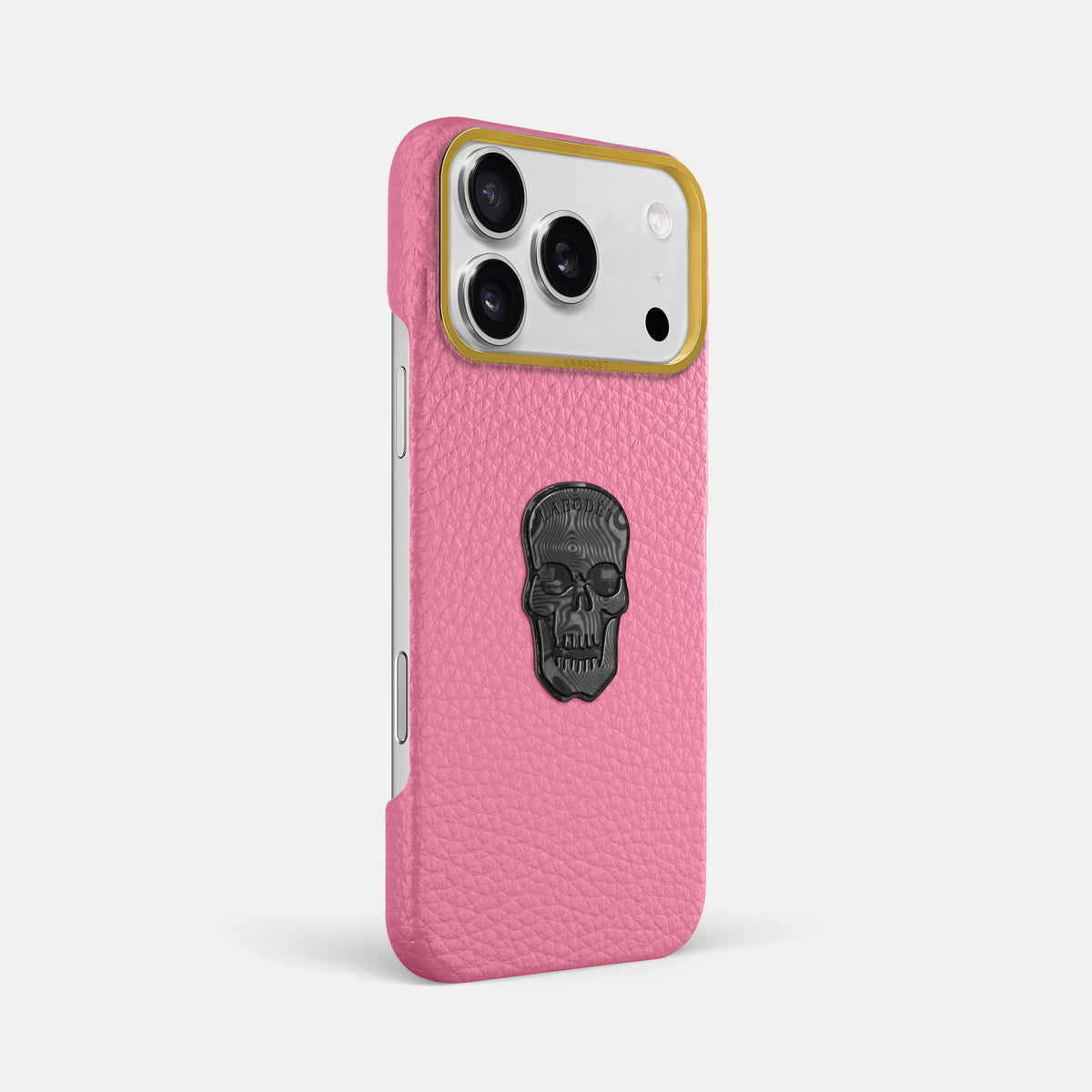 Classic Case With Carbon Skull For iPhone 18 Pro Max In Calf -2 | Pink-Gold