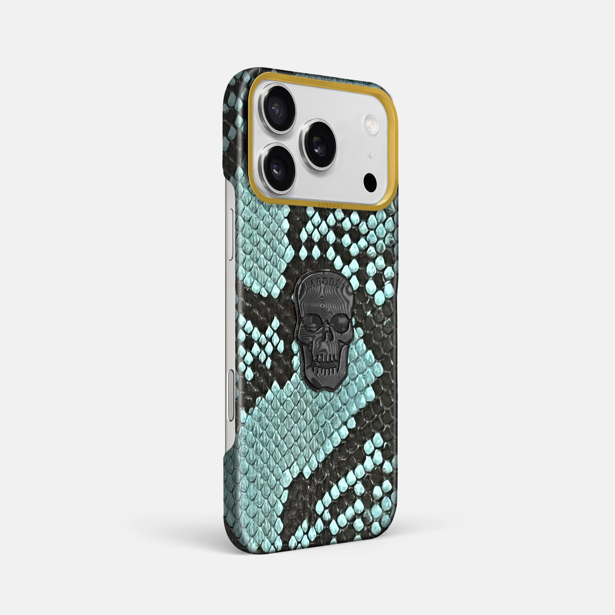 Classic Case With Carbon Skull For iPhone 18 Pro Max In Deluxe Python -2 | Blue-Lagoon-Gold