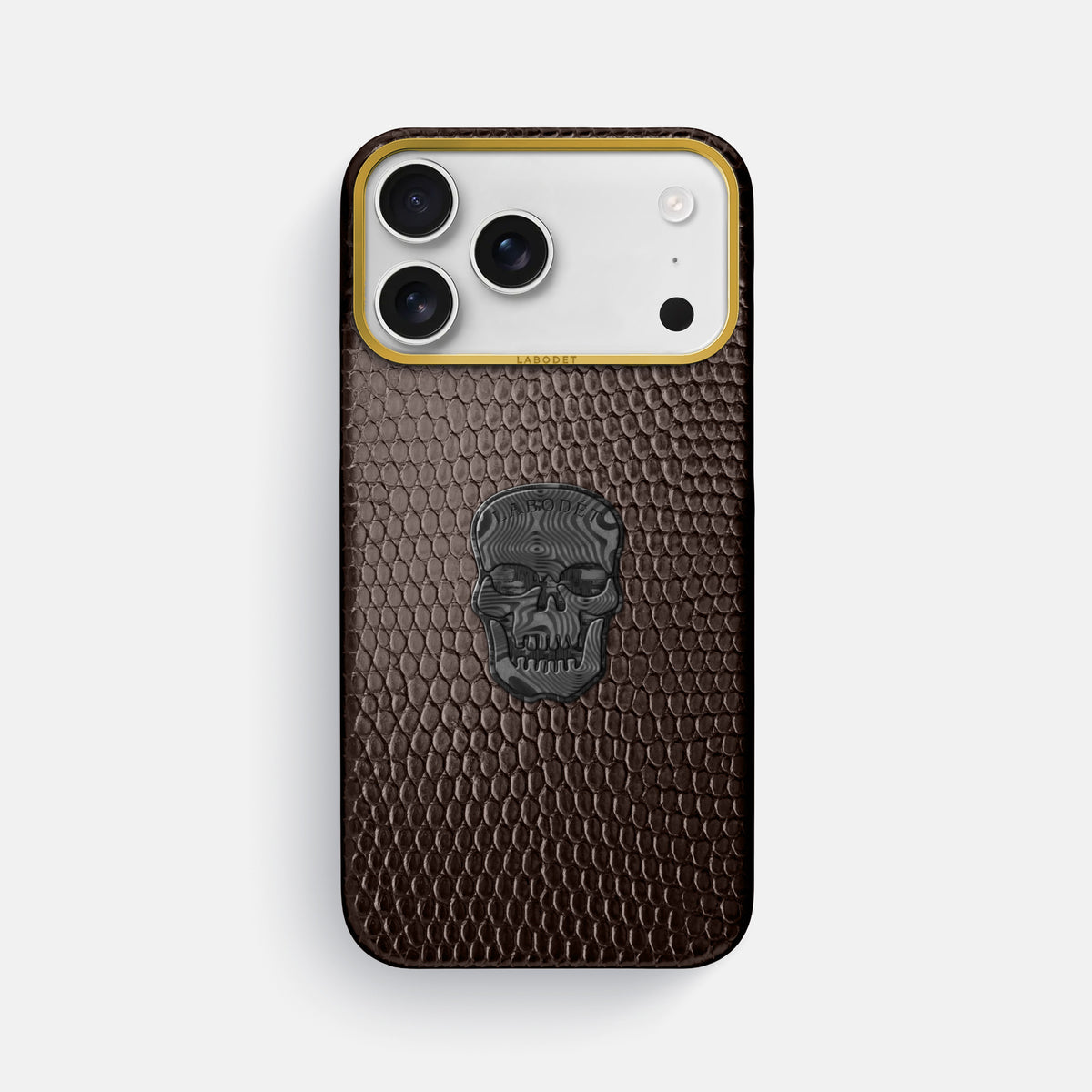 Classic Case With Carbon Skull For iPhone 18 Pro Max In Lizard -1 | Brown-Gold