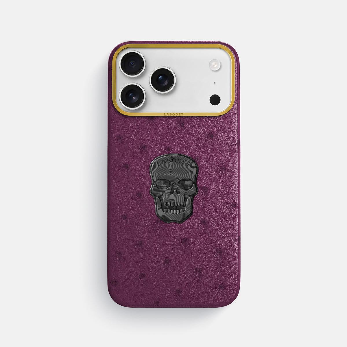Classic Case With Carbon Skull For iPhone 18 Pro Max In Ostrich -1 | Purple-Gold