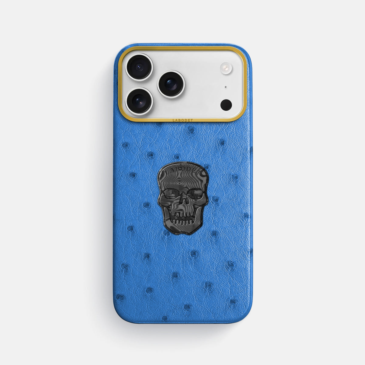 Classic Case With Carbon Skull For iPhone 18 Pro Max In Ostrich -1 | Royal-Blue-Gold
