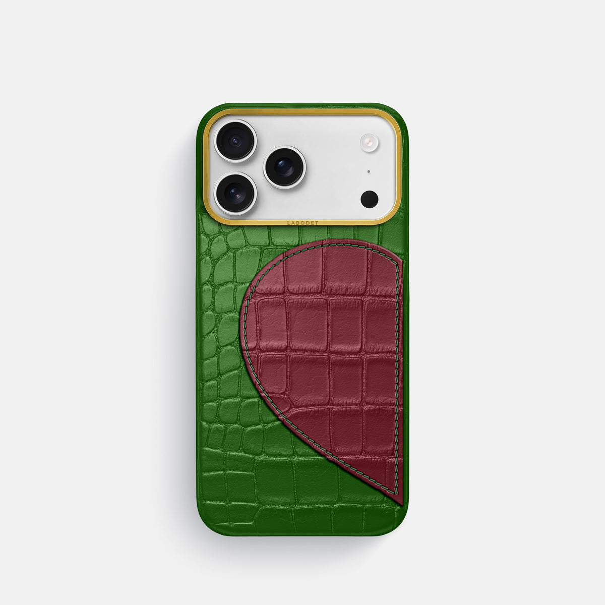 Classic Case With Half Heart - Left For iPhone 17 Pro In Alligator -1 | Forest-Green-Gold