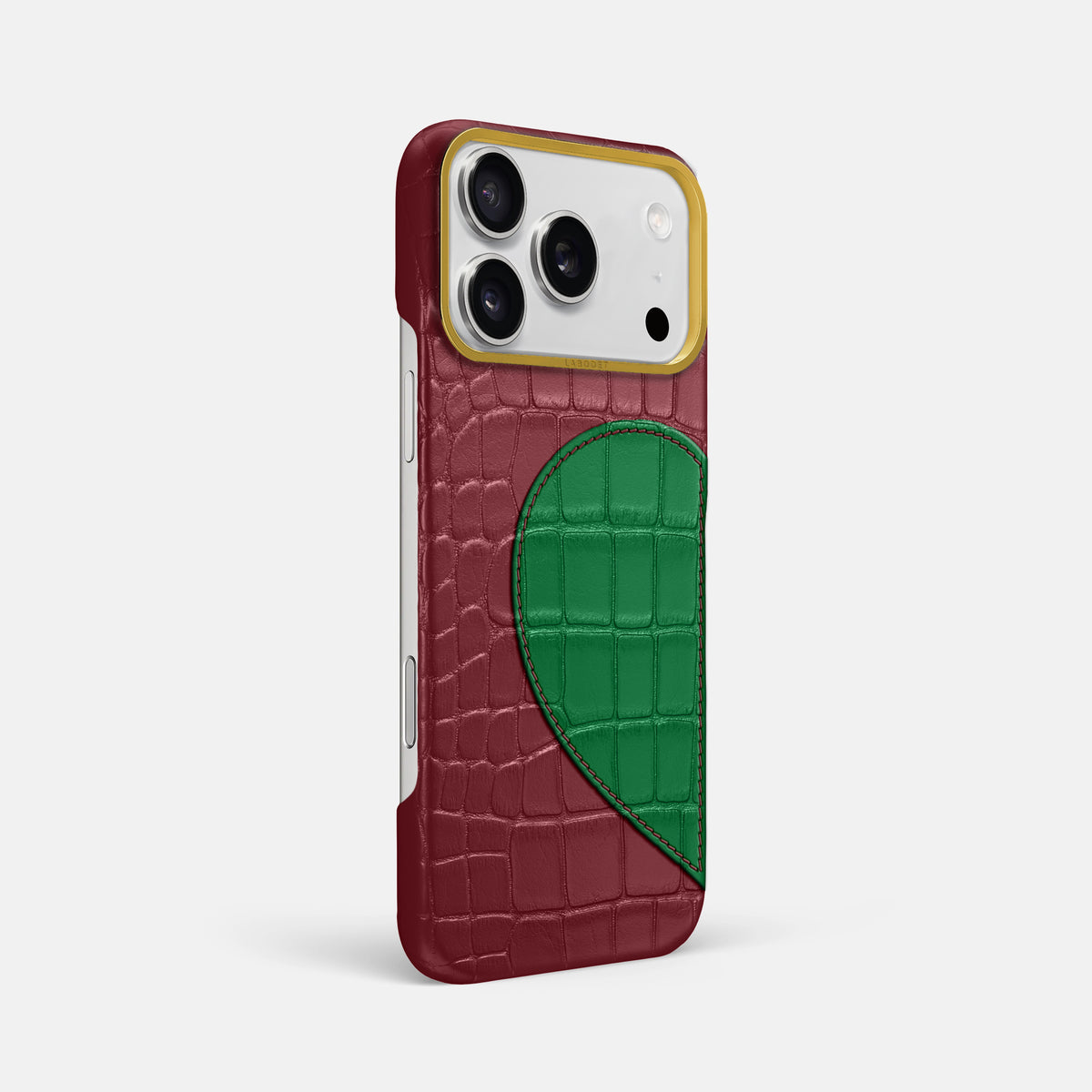 Classic Case With Half Heart - Left For iPhone 17 Pro Max In Alligator -2 | Burgundy-Gold