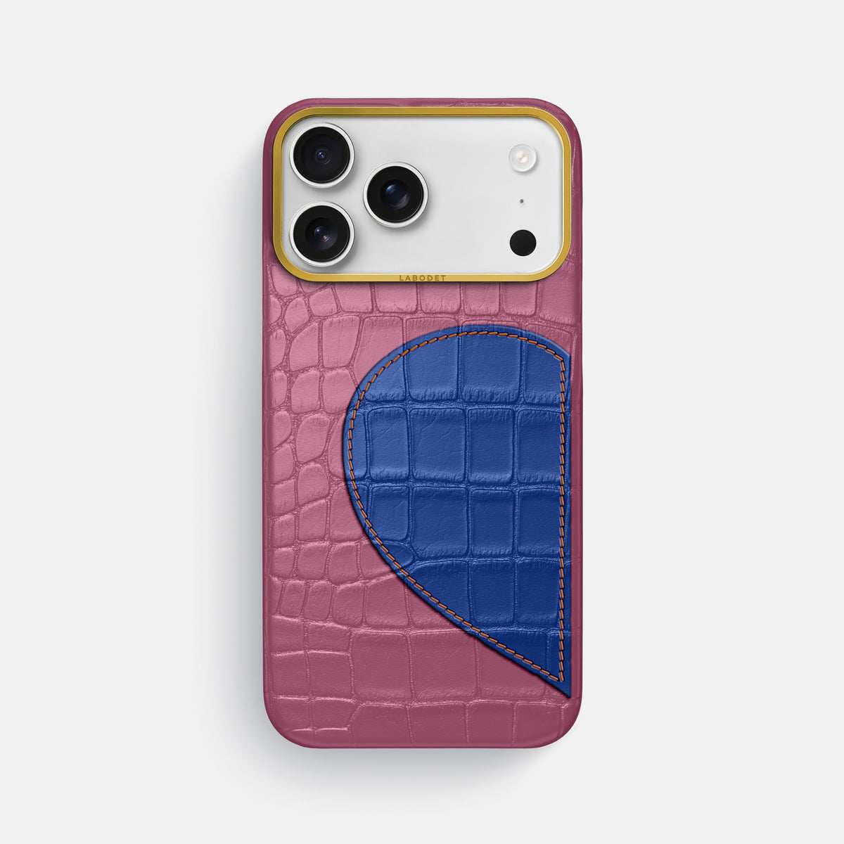 Classic Case With Half Heart - Left For iPhone 17 Pro Max In Alligator -1 | Pink-Lagoon-Gold