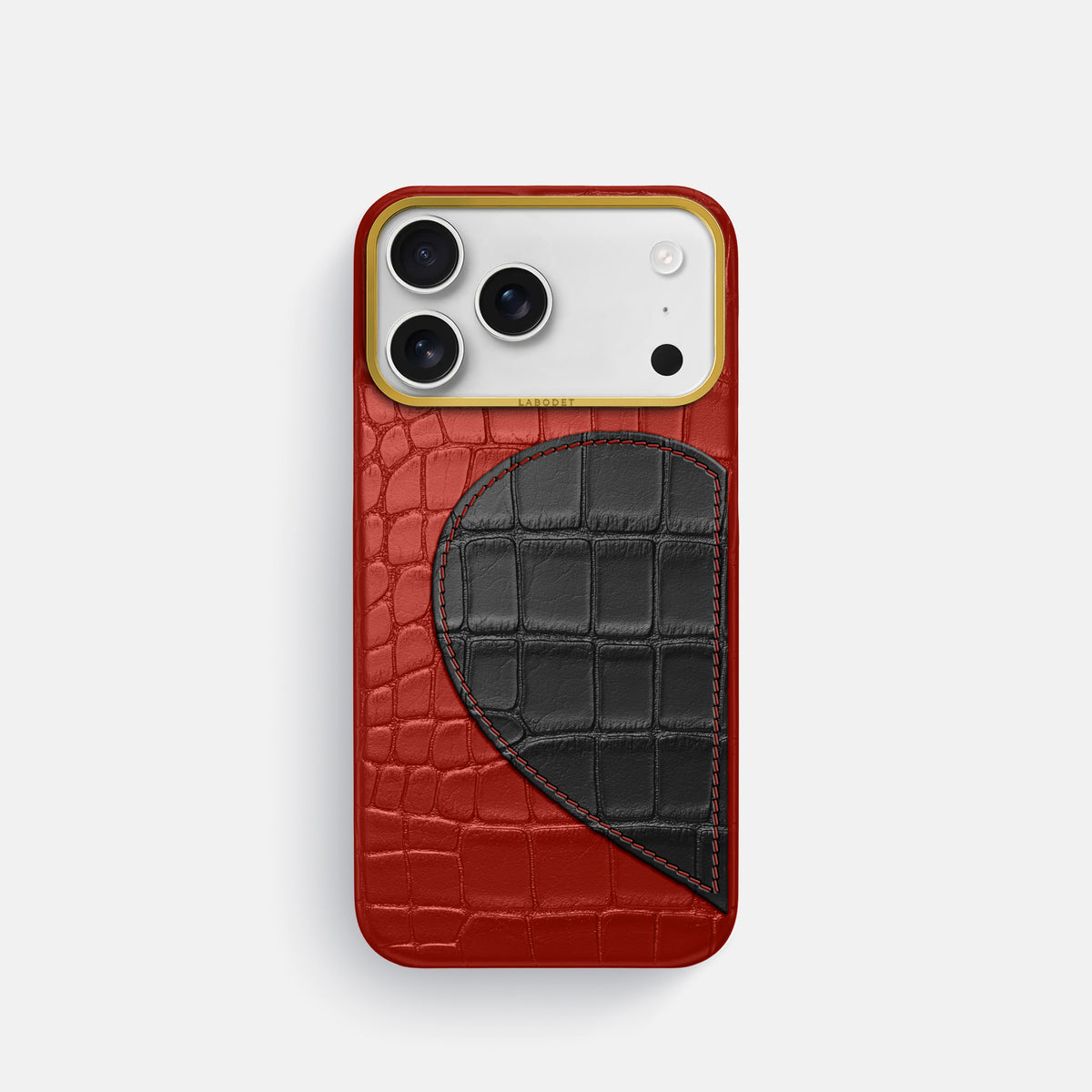 Classic Case With Half Heart - Left For iPhone 18 Pro In Alligator -1 | Red-Gold