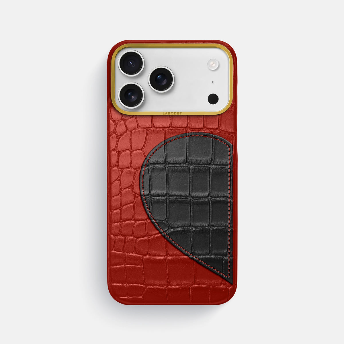 Classic Case With Half Heart - Left For iPhone 18 Pro Max In Alligator -1 | Red-Gold