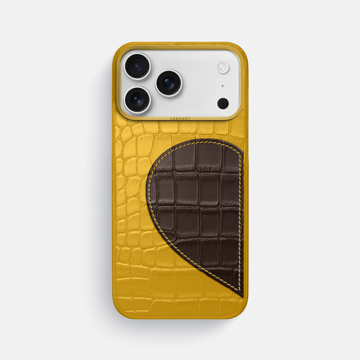Classic Case With Half Heart - Left For iPhone 18 Pro Max In Alligator -1 | Yellow-Gold