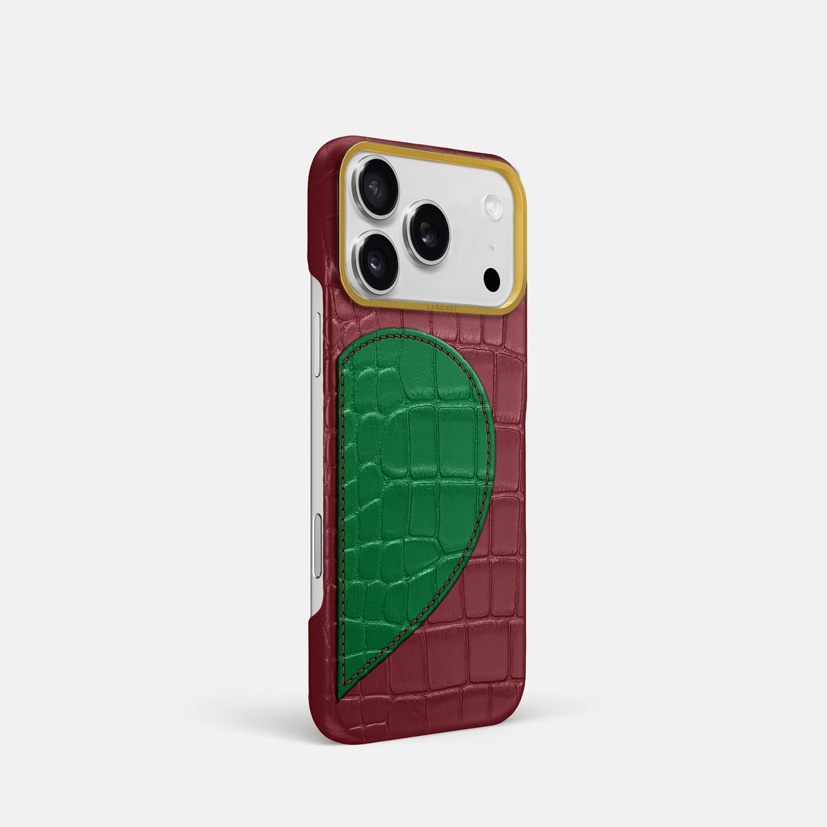 Classic Case With Half Heart - Right For iPhone 17 Pro In Alligator -2 | Burgundy-Gold