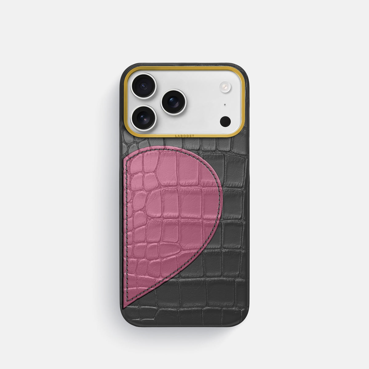 Classic Case With Half Heart - Right For iPhone 17 Pro In Alligator -1 | Grey-Gold