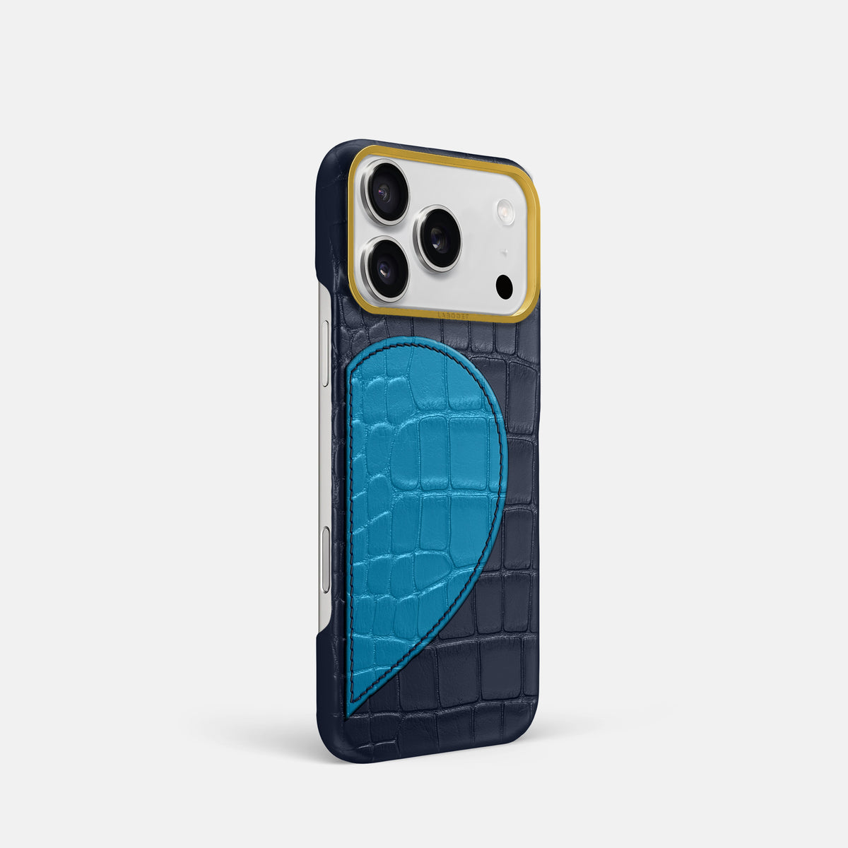 Classic Case With Half Heart - Right For iPhone 17 Pro In Alligator -2 | Navy-Blue-Gold