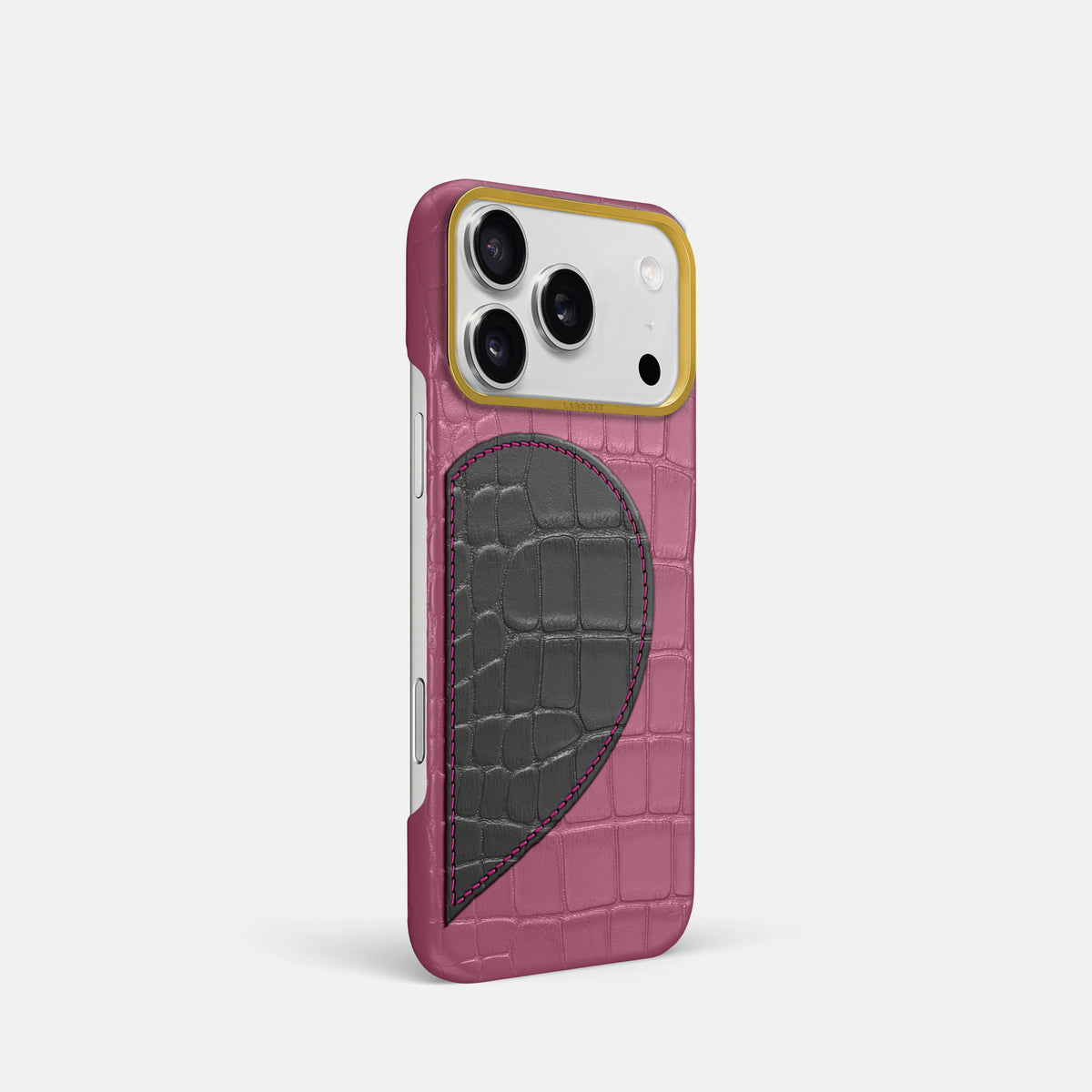 Classic Case With Half Heart - Right For iPhone 17 Pro In Alligator -2 | Pink-Lagoon-Gold