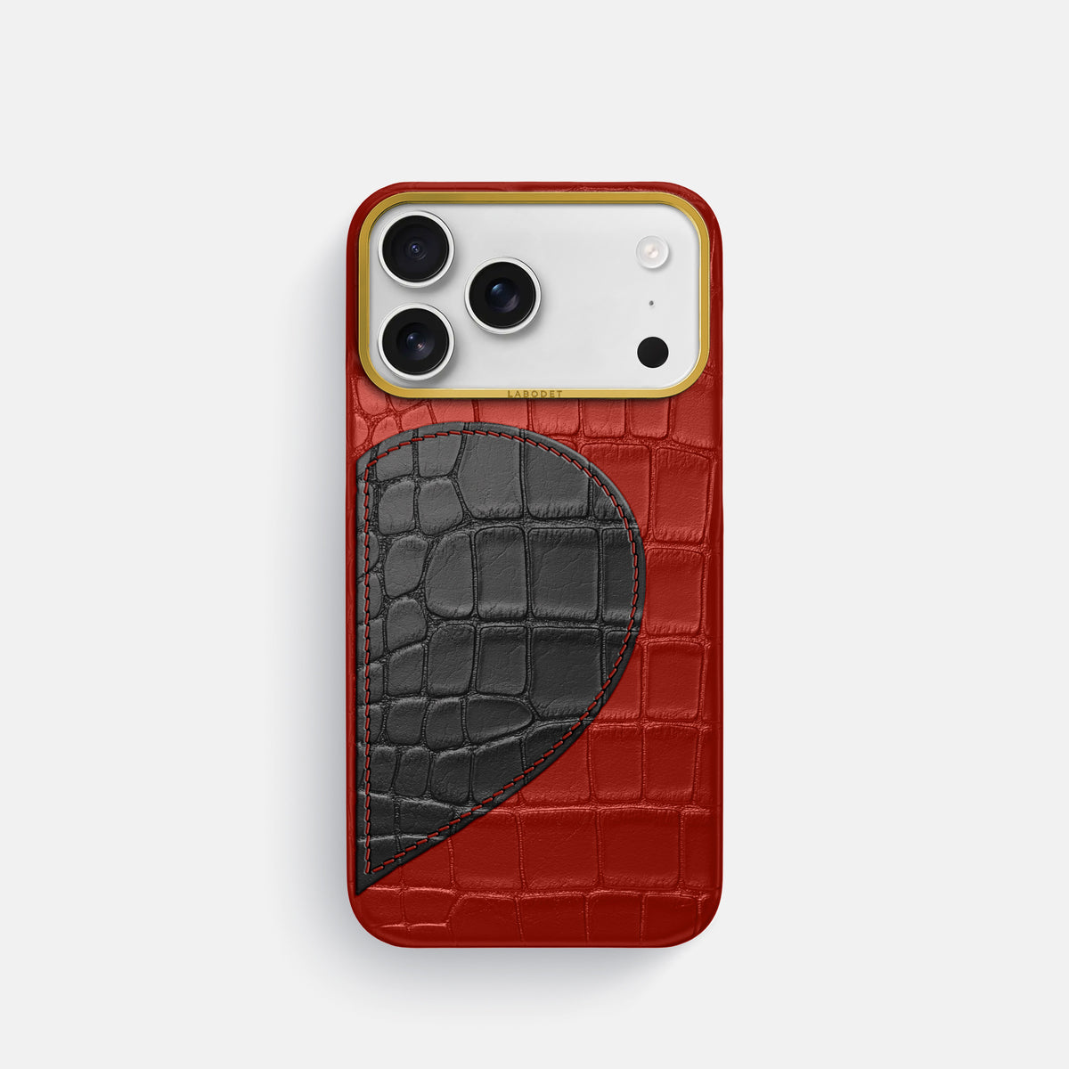 Classic Case With Half Heart - Right For iPhone 17 Pro In Alligator -1 | Red-Gold