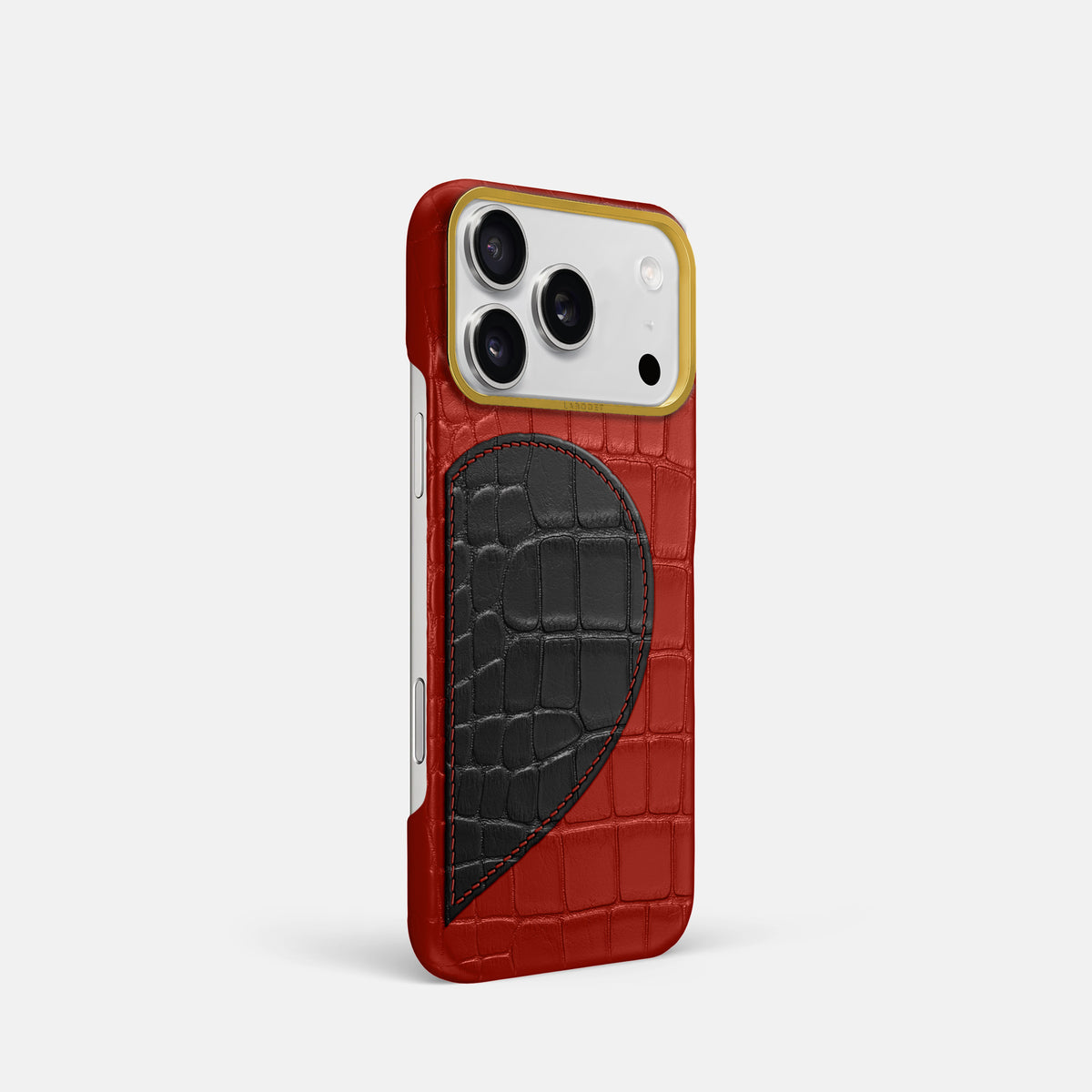Classic Case With Half Heart - Right For iPhone 17 Pro In Alligator -2 | Red-Gold