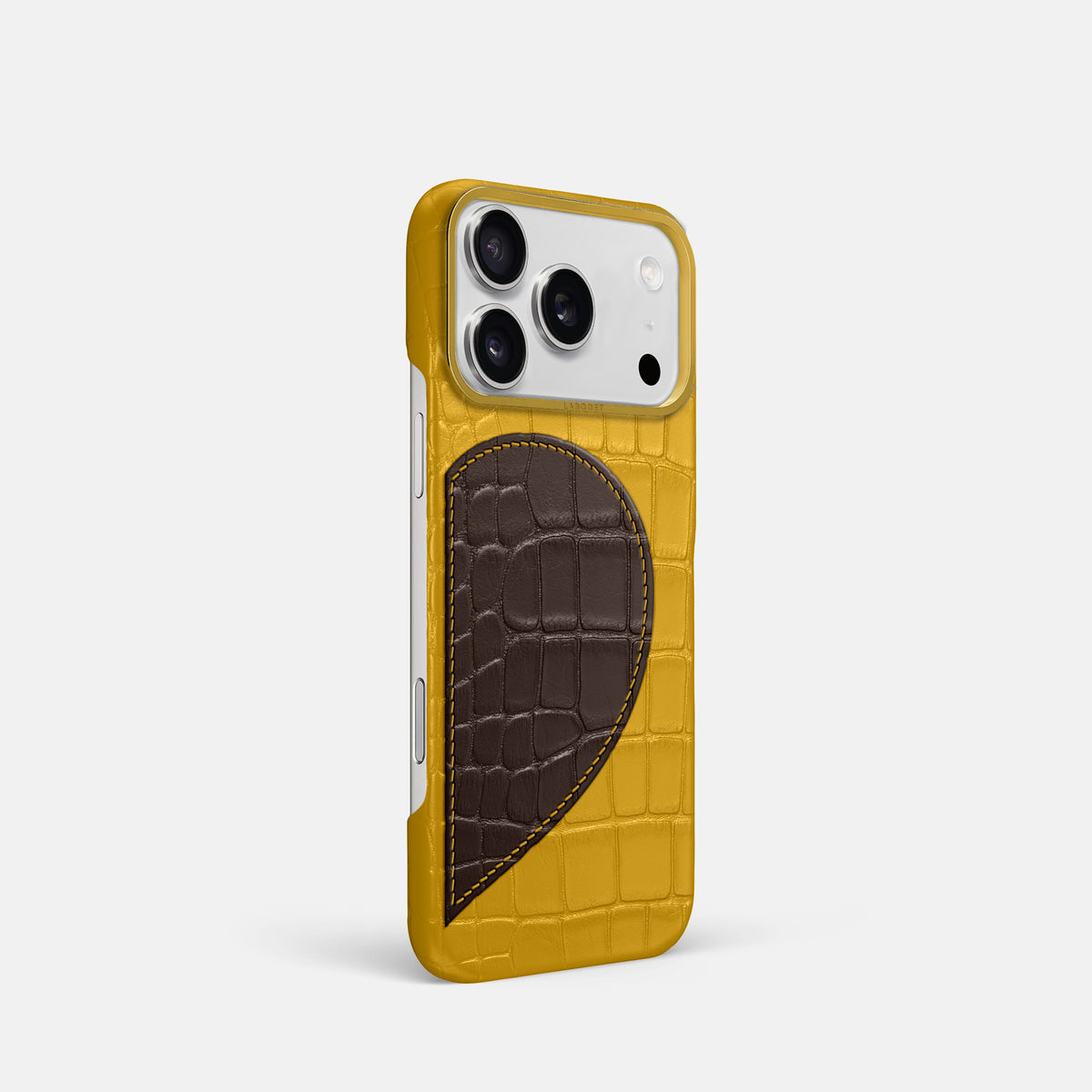Classic Case With Half Heart - Right For iPhone 17 Pro In Alligator -2 | Yellow-Gold