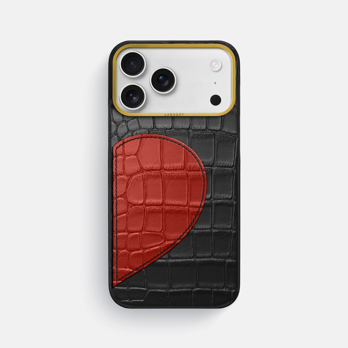 Classic Case With Half Heart - Right For iPhone 17 Pro Max In Alligator -1 | Black-Gold
