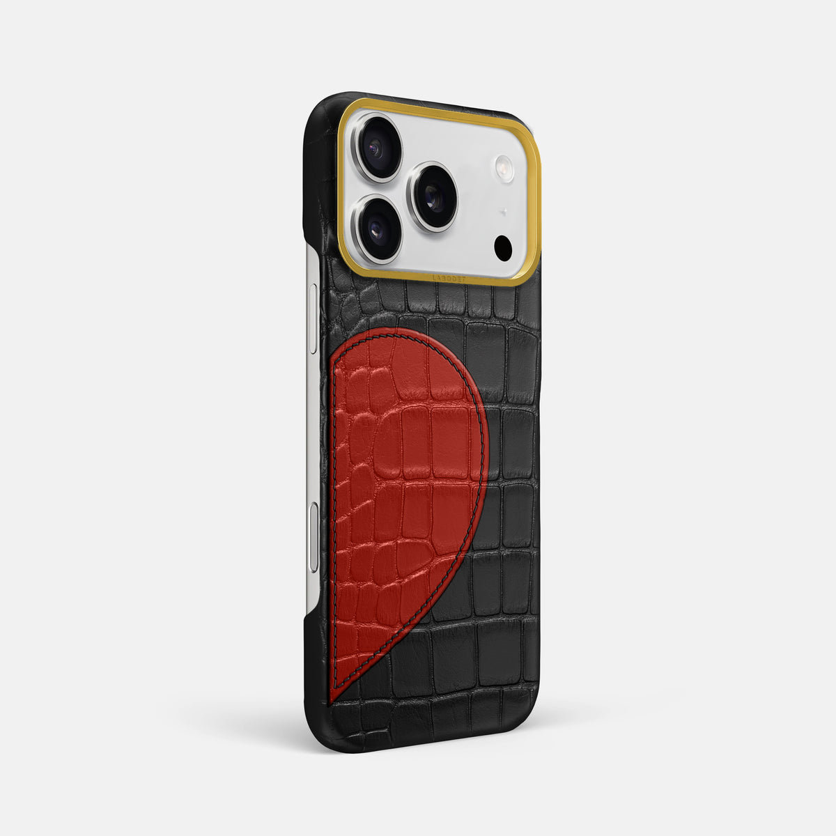 Classic Case With Half Heart - Right For iPhone 17 Pro Max In Alligator -2 | Black-Gold