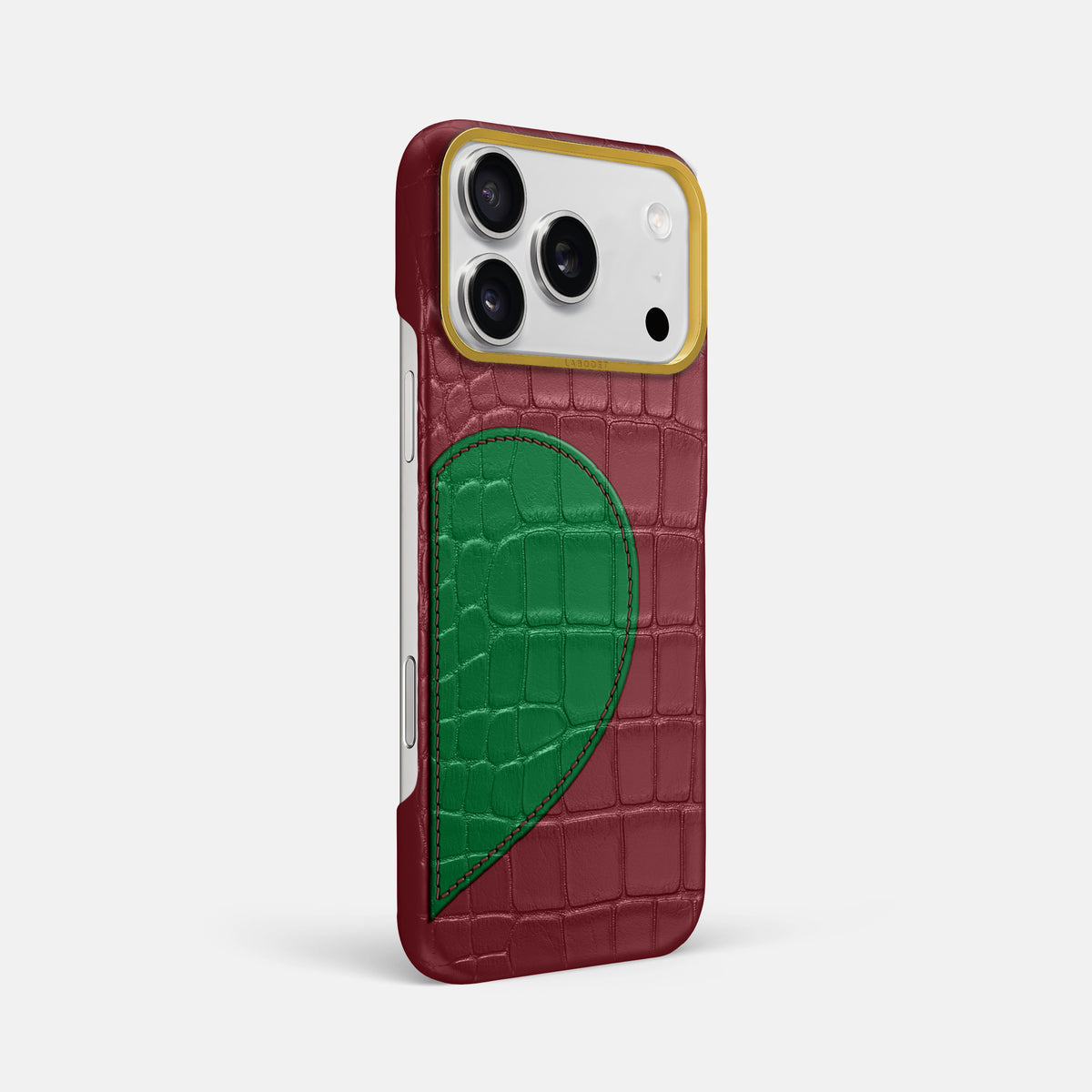 Classic Case With Half Heart - Right For iPhone 17 Pro Max In Alligator -2 | Burgundy-Gold