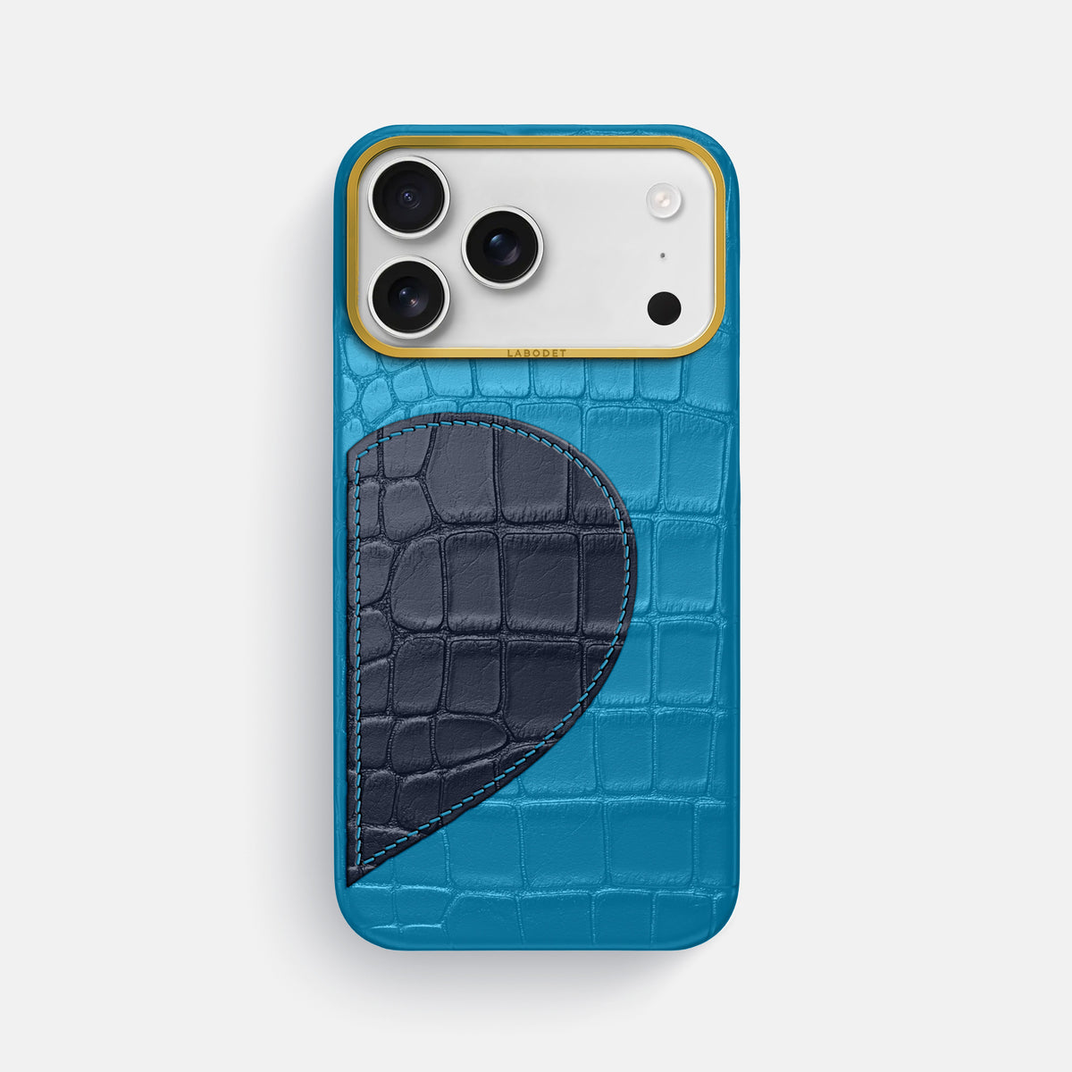 Classic Case With Half Heart - Right For iPhone 17 Pro Max In Alligator -1 | Curaçao-Blue-Gold
