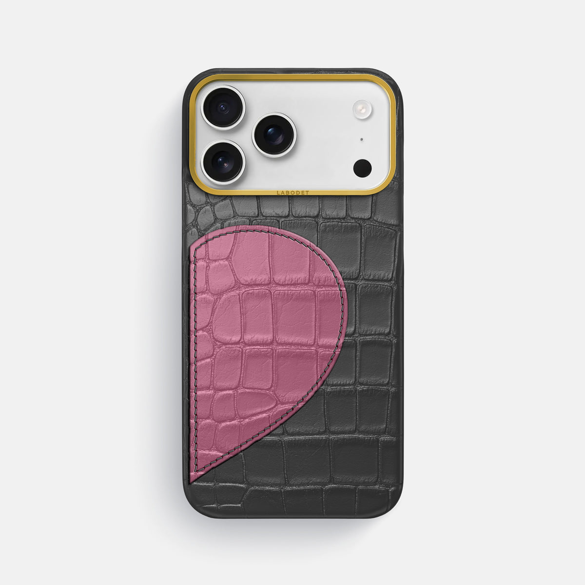 Classic Case With Half Heart - Right For iPhone 17 Pro Max In Alligator -1 | Grey-Gold