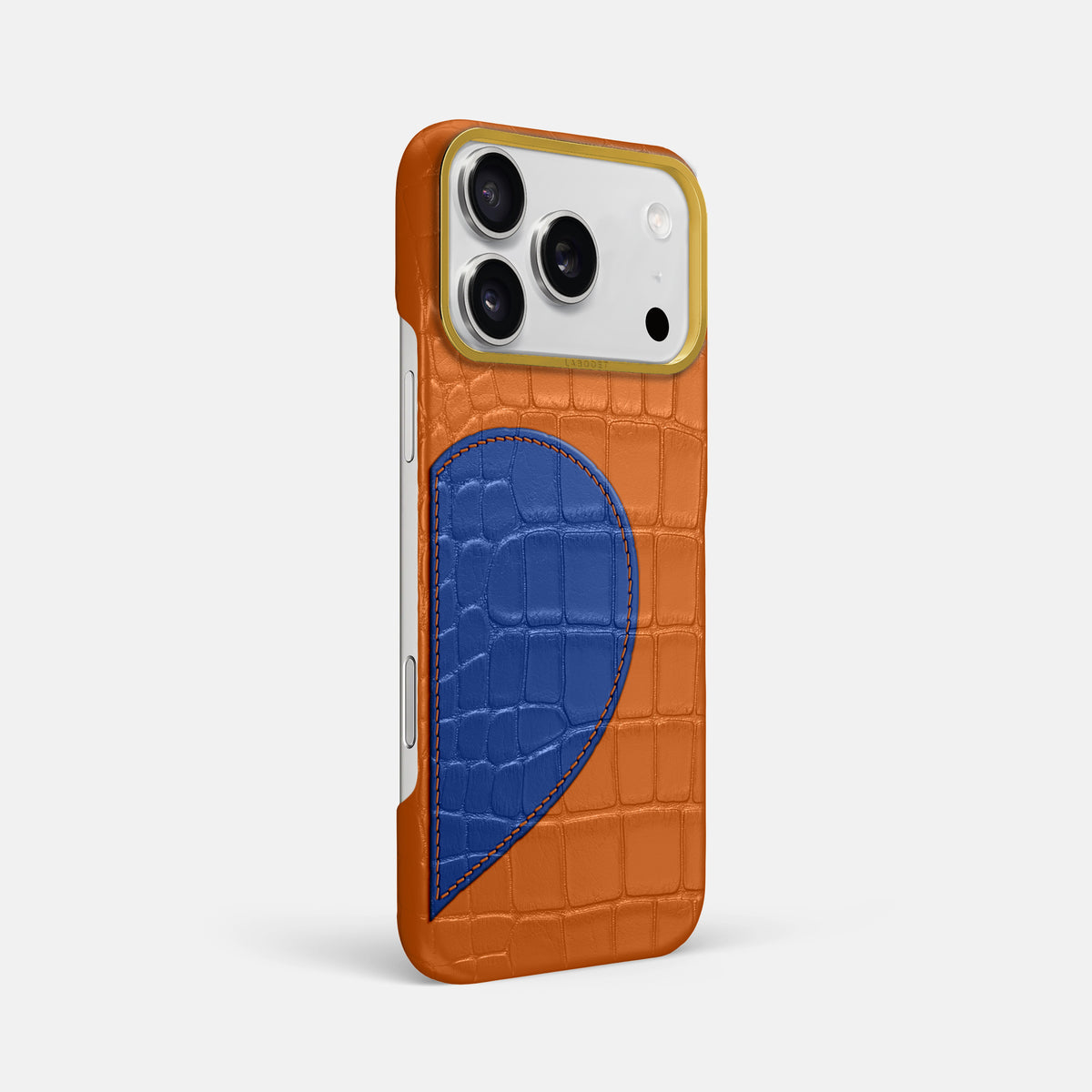 Classic Case With Half Heart - Right For iPhone 17 Pro Max In Alligator -2 | Orange-Gold