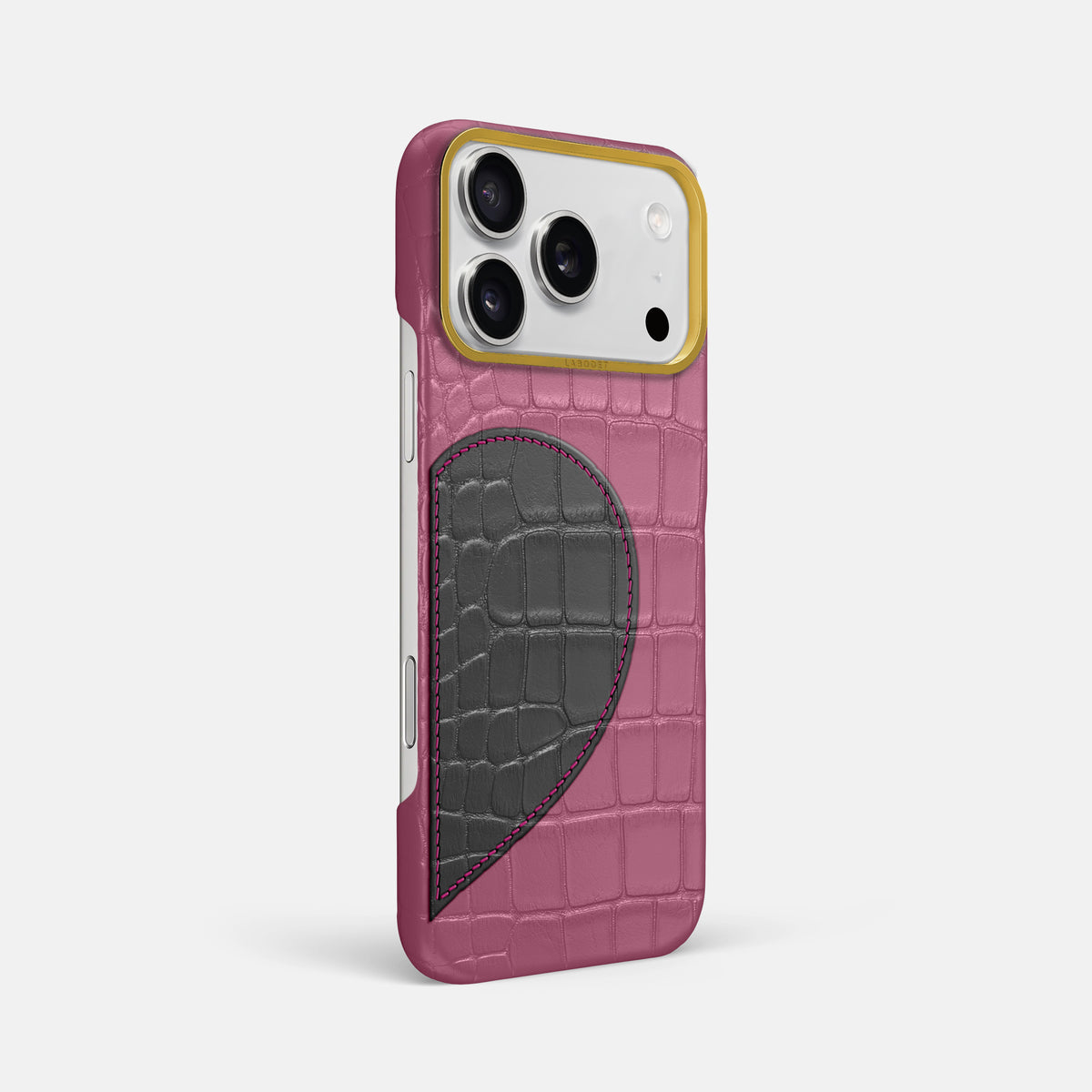 Classic Case With Half Heart - Right For iPhone 17 Pro Max In Alligator -2 | Pink-Lagoon-Gold