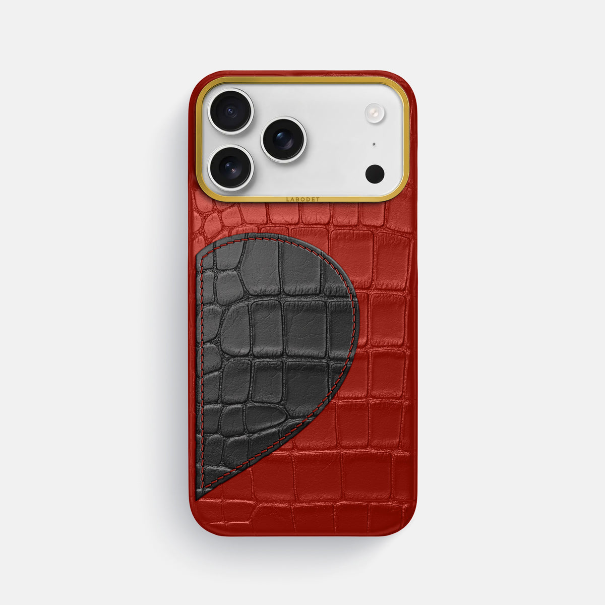 Classic Case With Half Heart - Right For iPhone 17 Pro Max In Alligator -1 | Red-Gold